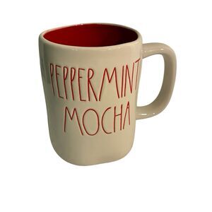 Rae Dunn Artisan Collection Magenta Coffee Mug With PEPPERMINT MOCHA on It.